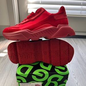 Dolce & Gabbana Red Sneakers with Chunky Sole and Sleek Design